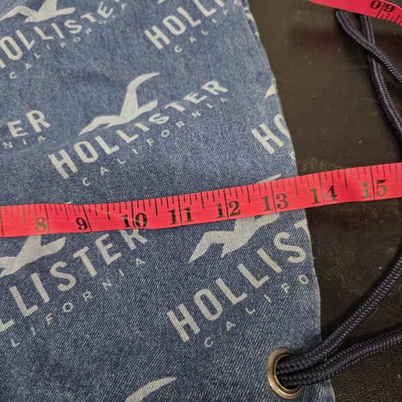 Y2K Style Hollister Bag Drawstring Denim Jean Backpack with Logo - Picture 6 of 8